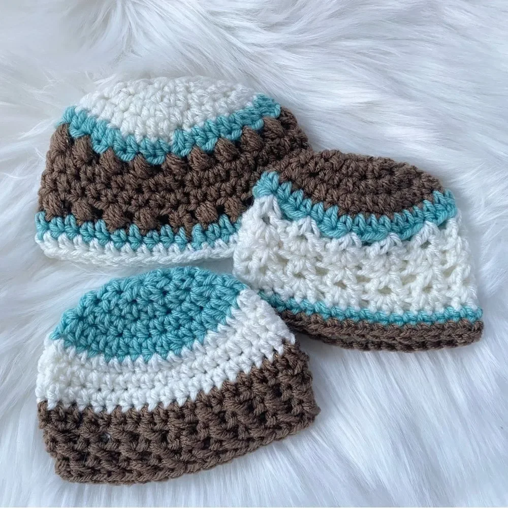 Handmade Crochet Baby Hat Gift Set